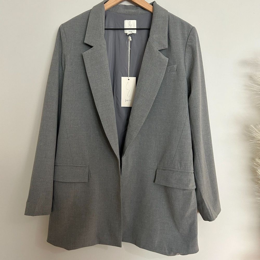 Joie Light Grey Long Open Front Blazer